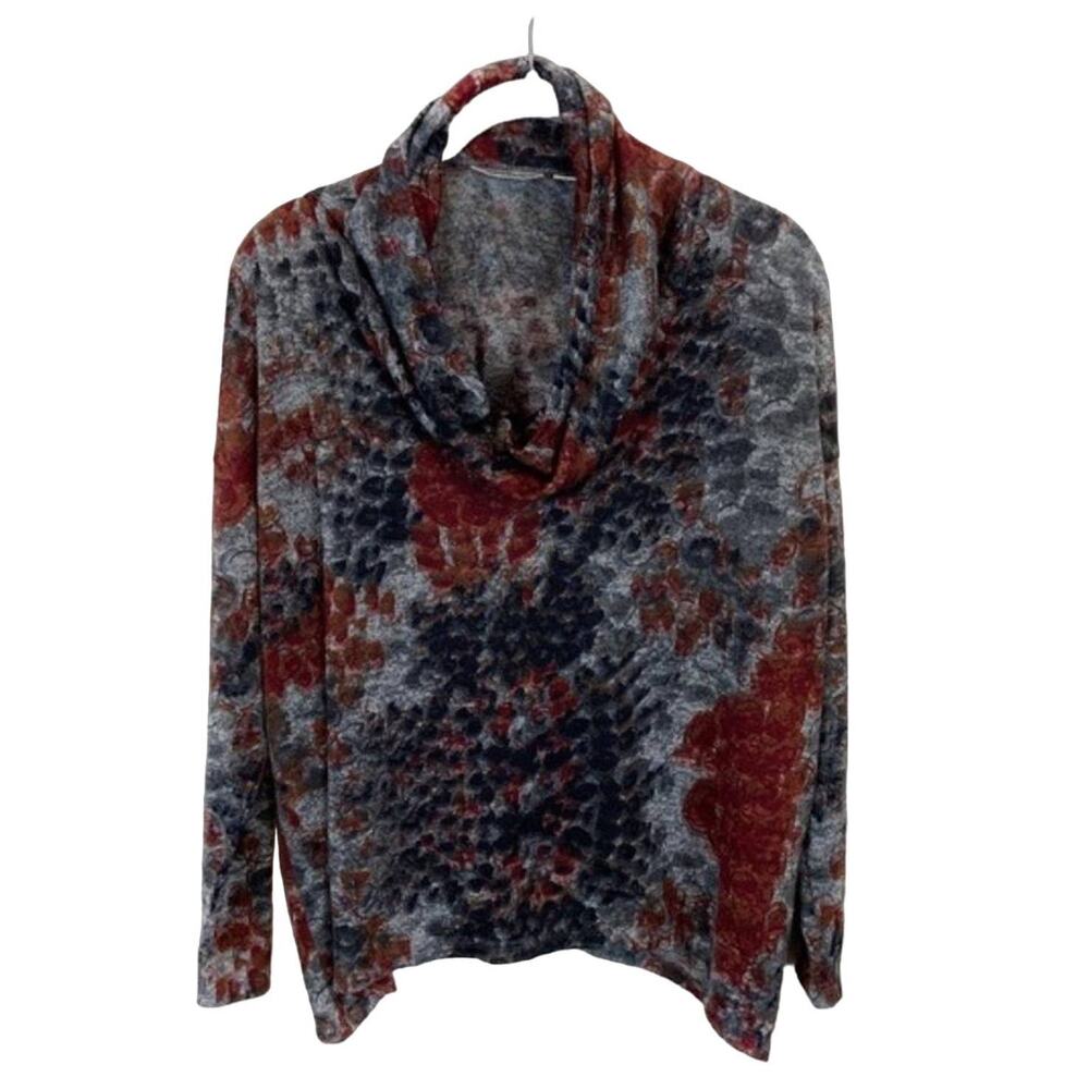 John Paul Richard Shirt Slouchy Top Womens Multicolor Cowl Neck Oversized Size M